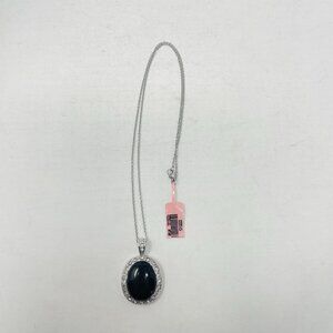 Shop LC Black Onyx/White Austrian Crystal Oval Pendant in Stainless Steel‎ 5232